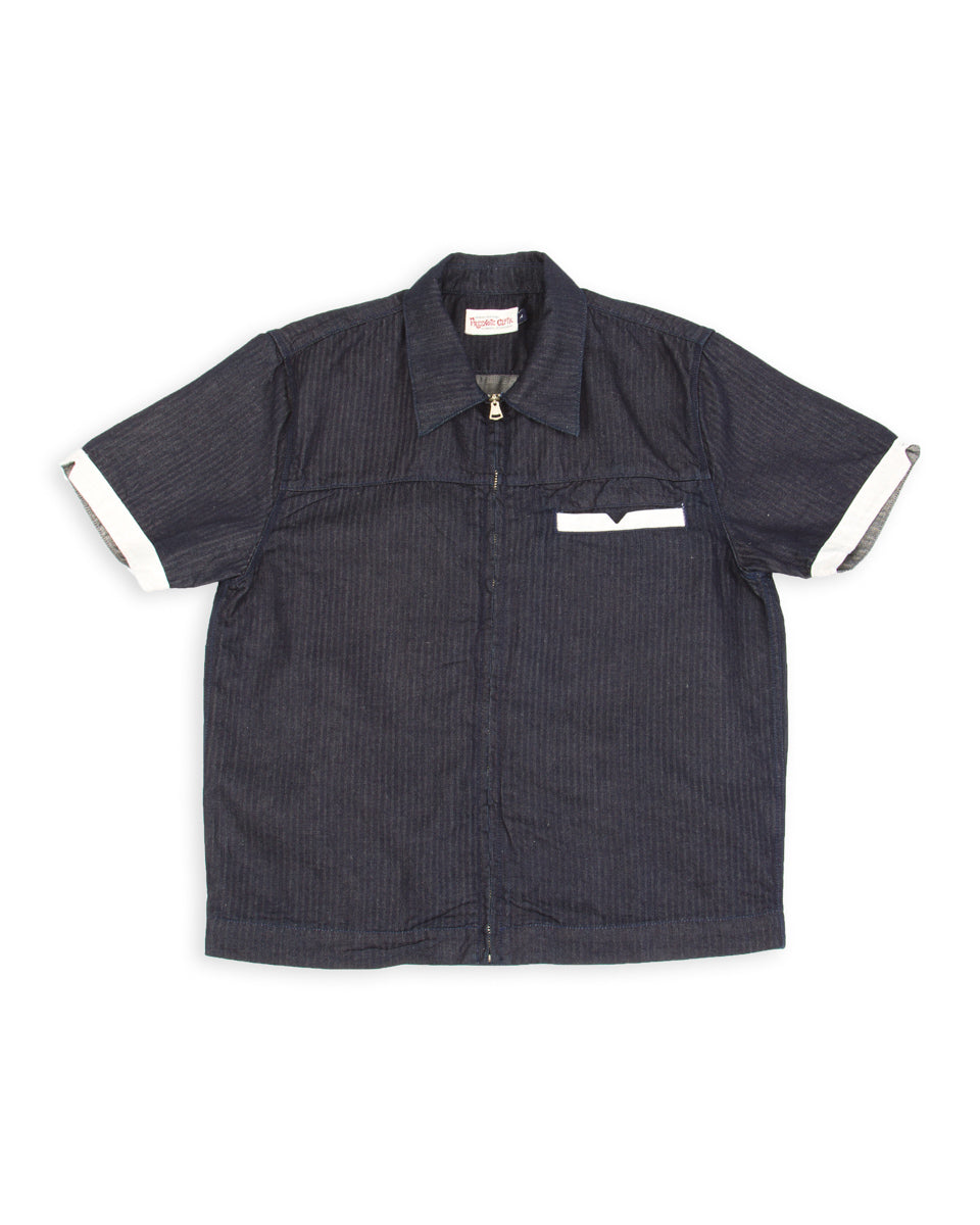 Yorba Zip S/S Shirt - Navy Herringbone – Standard & Strange