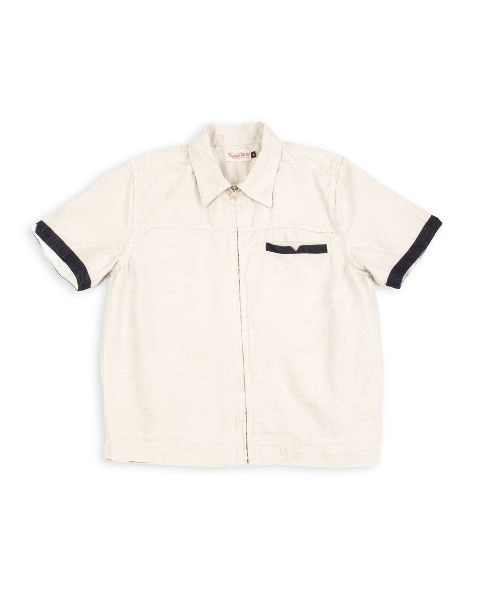 DimMoire ZIPシャツ White Yorba Zip S/S Shirt- White Herringbone – Standard & Strange