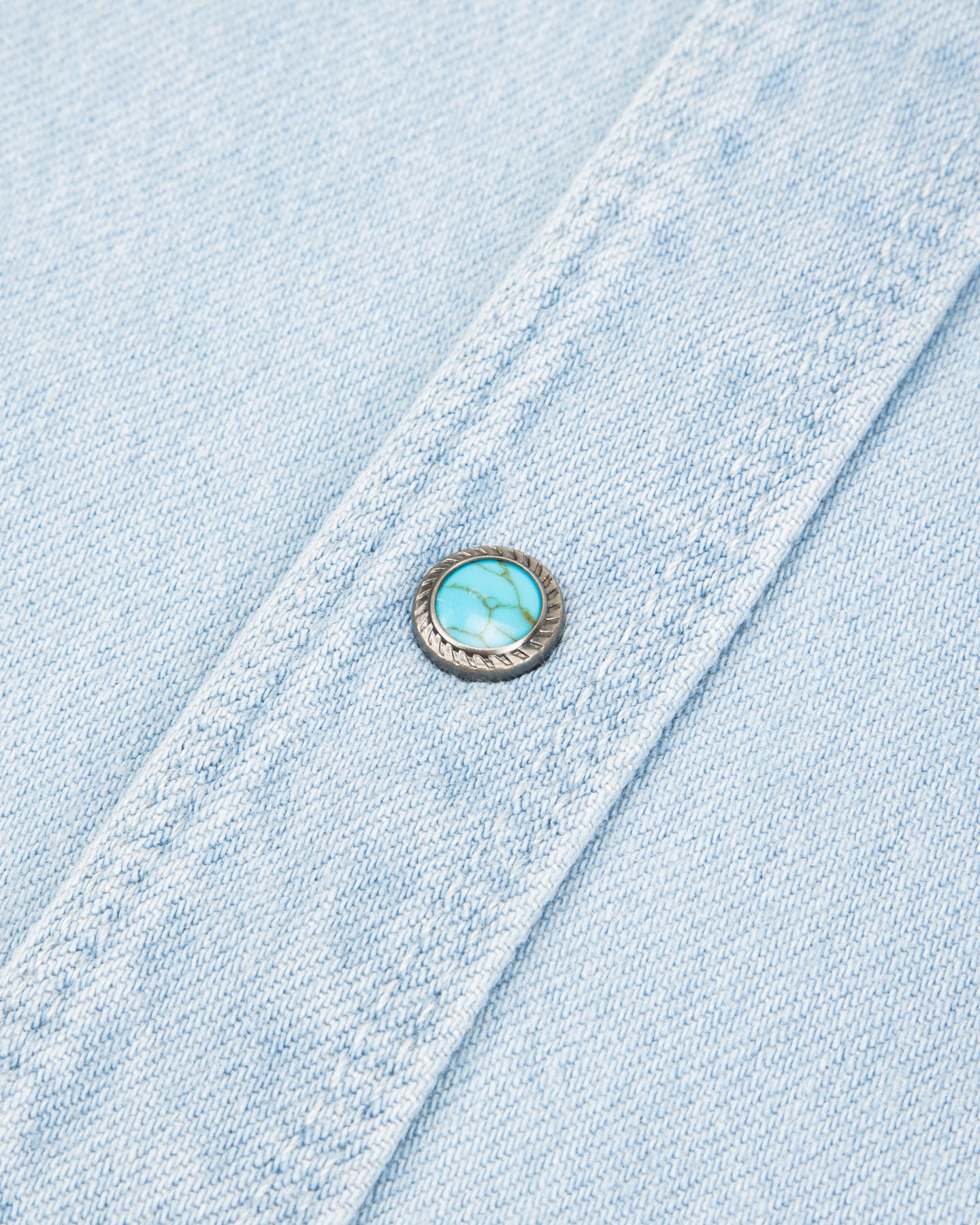 Freenote Modern Western Shirt - 11oz Bleached Denim / Turquoise - Standard & Strange