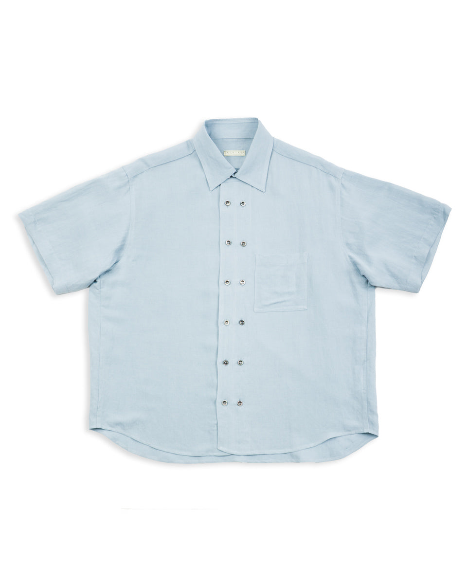 Gorsch Bamboo Linen Double Short Sleeve Shirt - Baby Blue - Standard & Strange