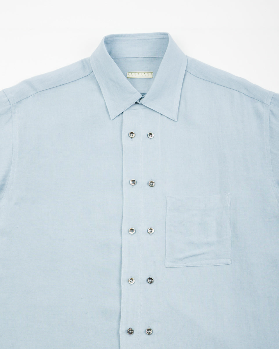 Gorsch Bamboo Linen Double Short Sleeve Shirt - Baby Blue - Standard & Strange