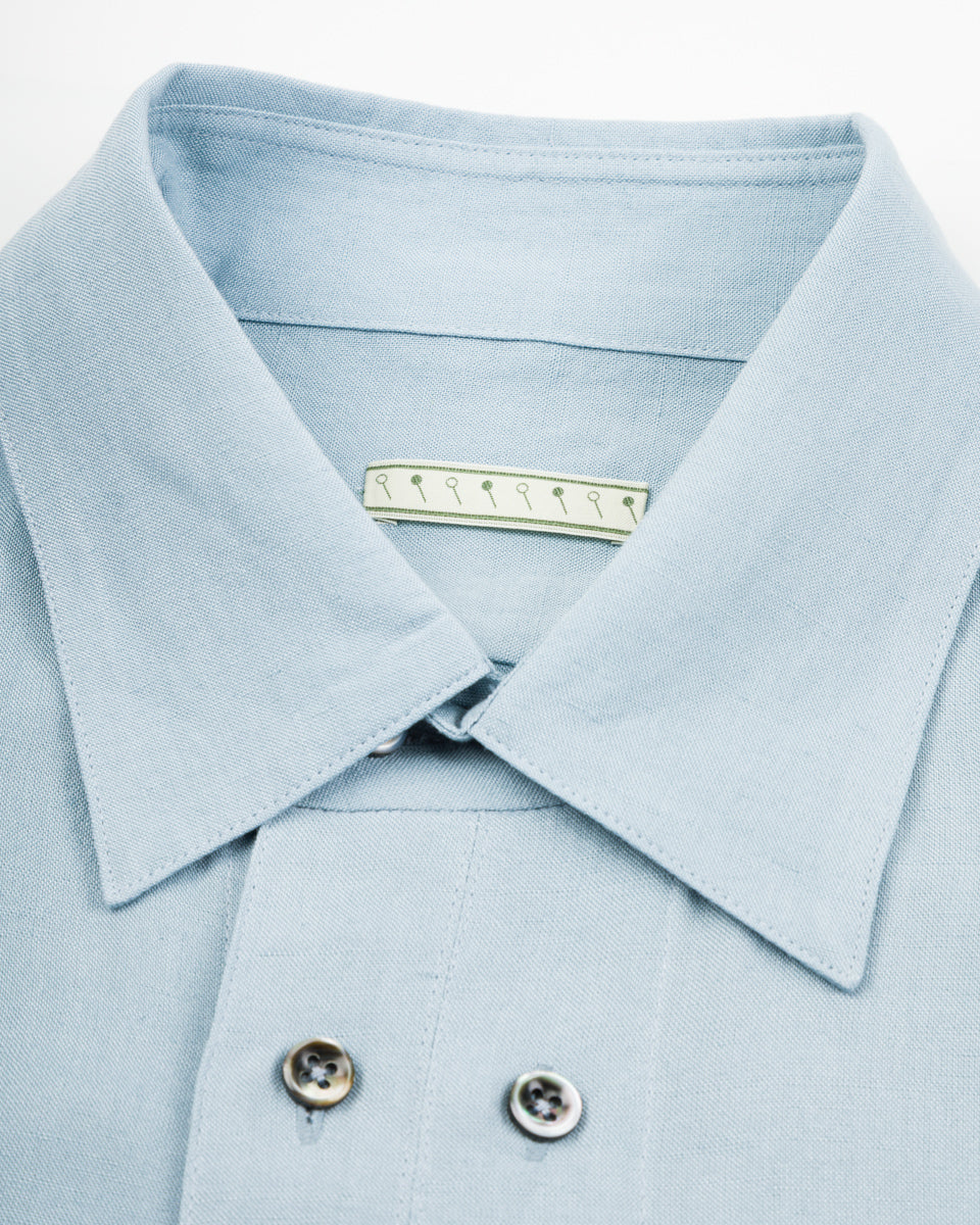 Gorsch Bamboo Linen Double Short Sleeve Shirt - Baby Blue - Standard & Strange