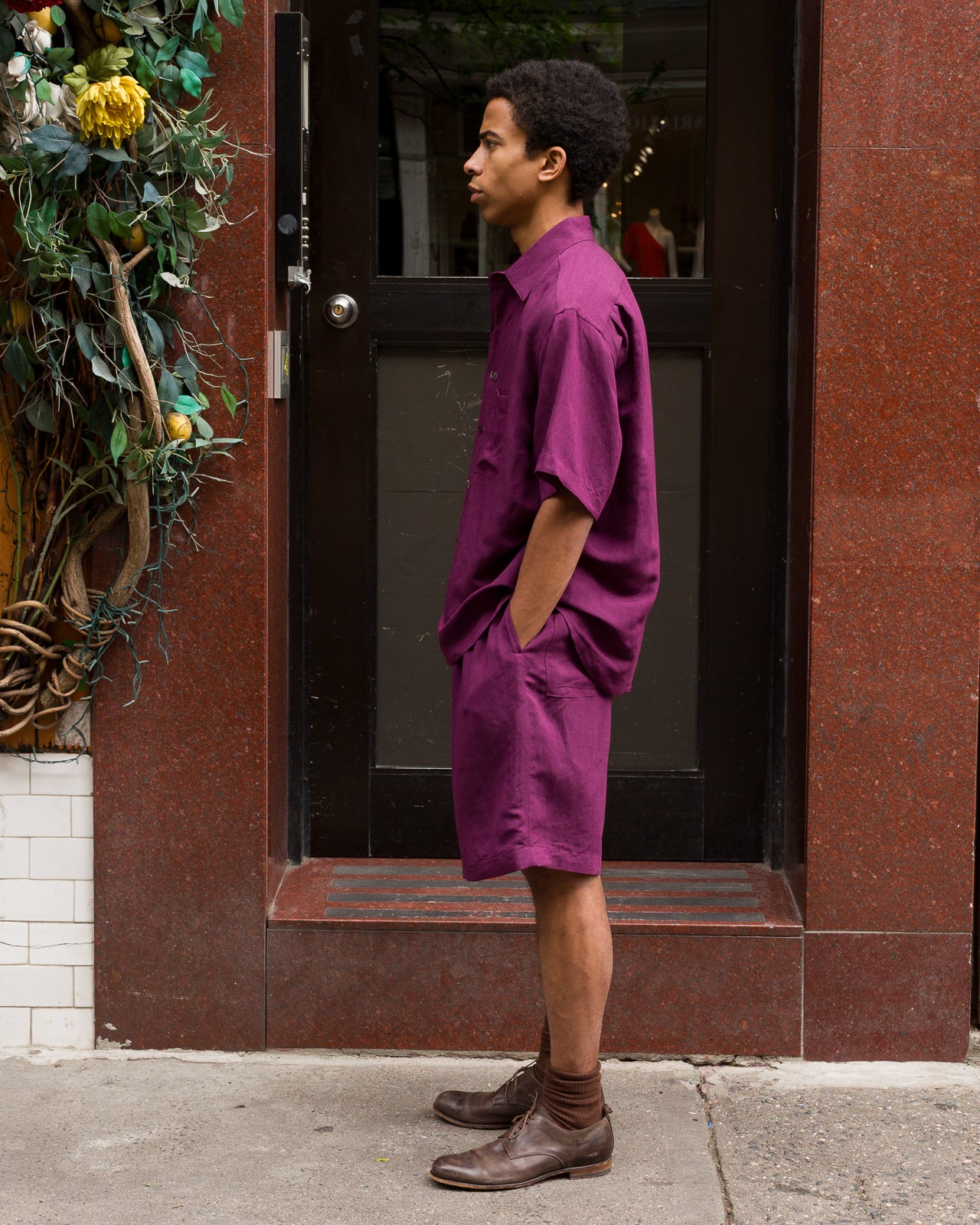 Gorsch Bamboo Linen Double Short Sleeve Shirt - Purple - Standard & Strange