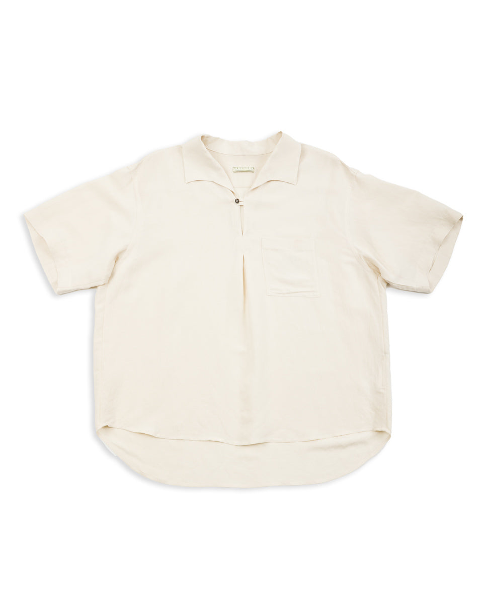 Gorsch Bamboo Linen Italian Collar Short Sleeve Shirt - Beige - Standard & Strange