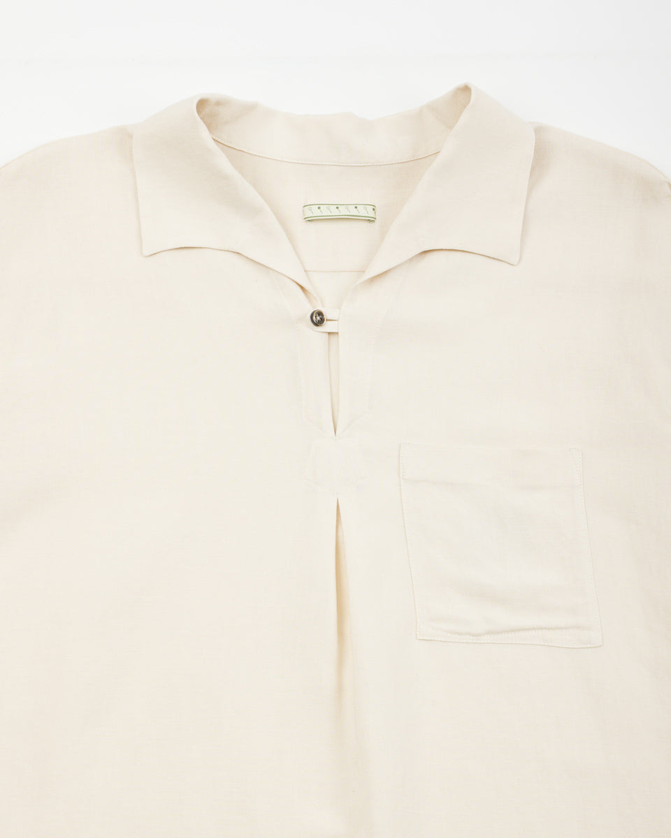 Gorsch Bamboo Linen Italian Collar Short Sleeve Shirt - Beige - Standard & Strange