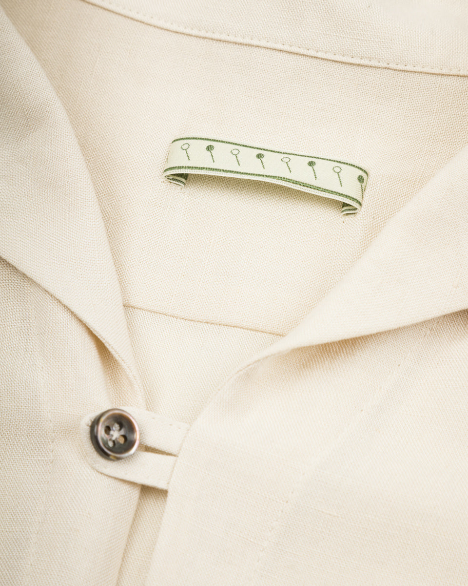 Gorsch Bamboo Linen Italian Collar Short Sleeve Shirt - Beige - Standard & Strange