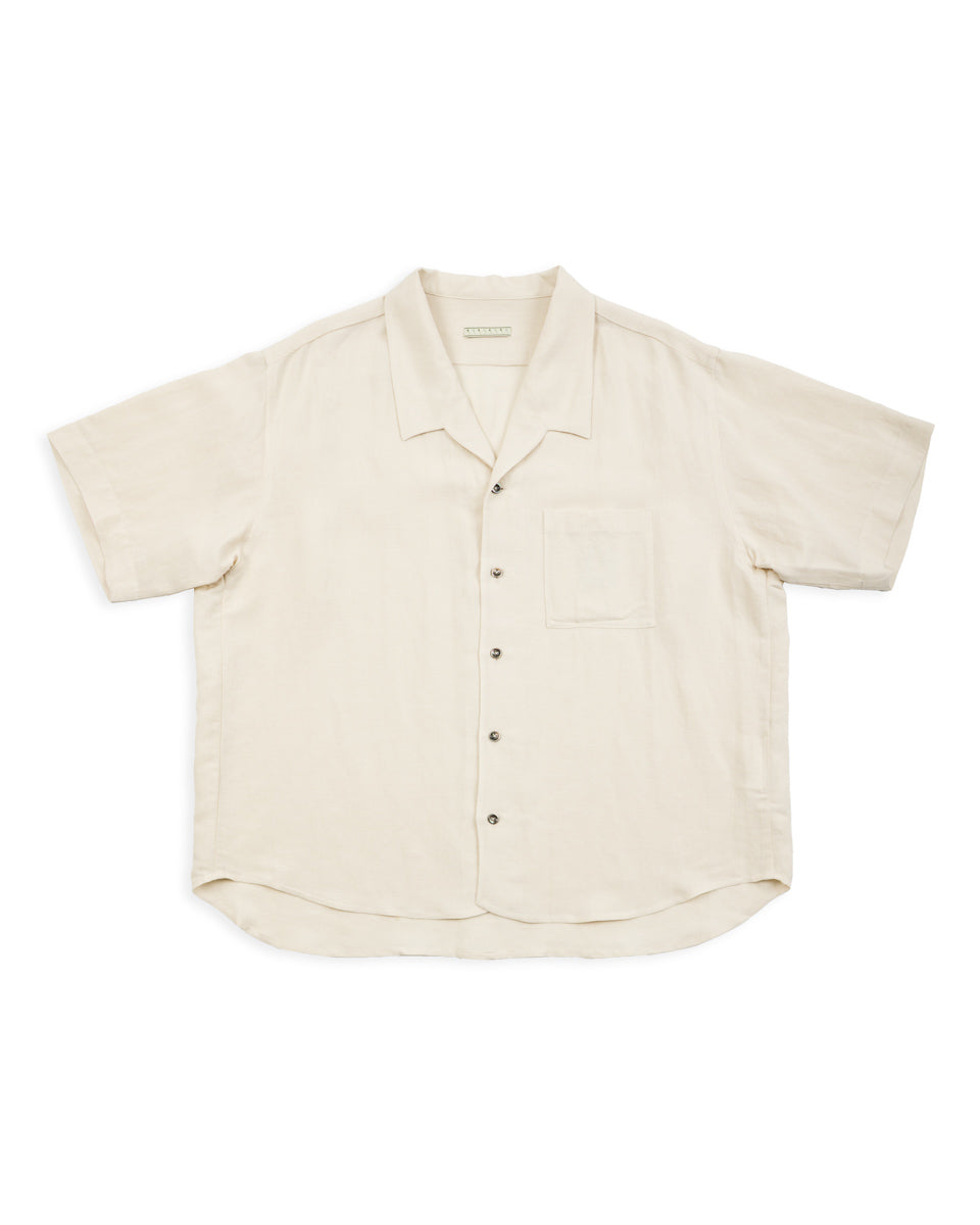 Gorsch Bamboo Linen Open Collar Short Sleeve Shirt - Beige - Standard & Strange