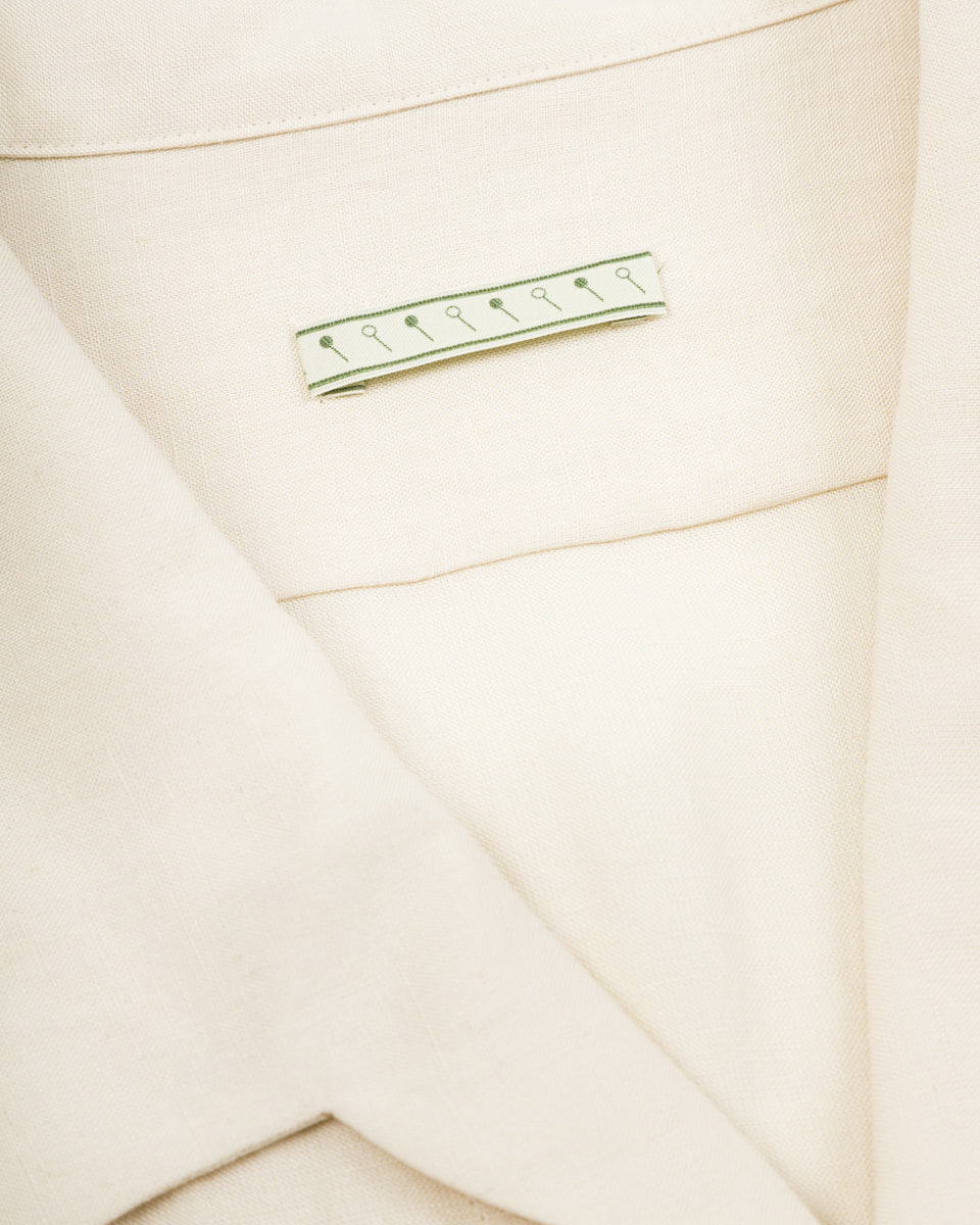 Gorsch Bamboo Linen Open Collar Short Sleeve Shirt - Beige - Standard & Strange