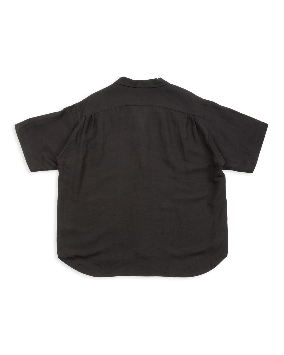 Gorsch Bamboo Linen Open Collar Short Sleeve Shirt - Black - Standard & Strange