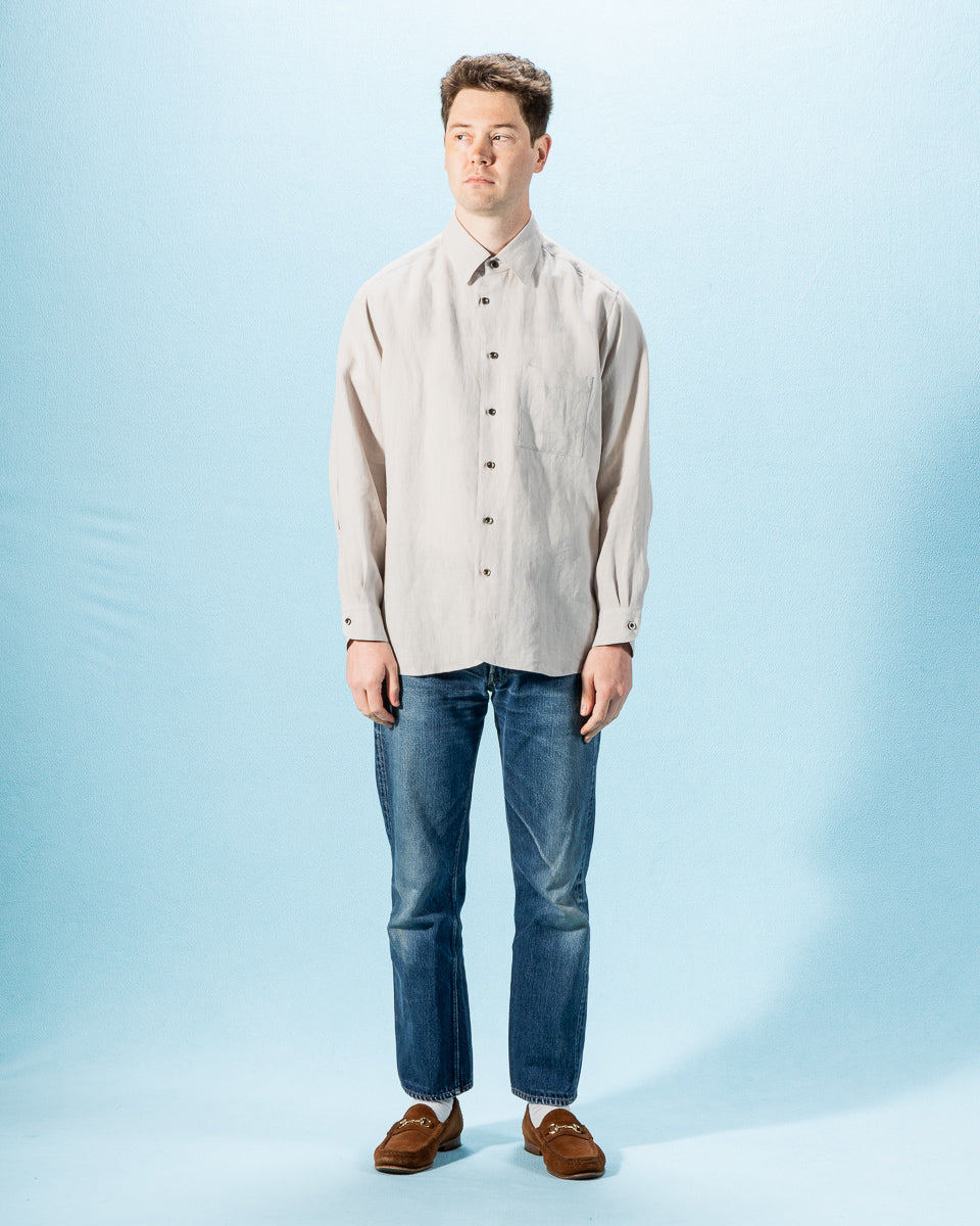 Gorsch Belgian Linen Collar Shirt - Light Grey - Standard & Strange