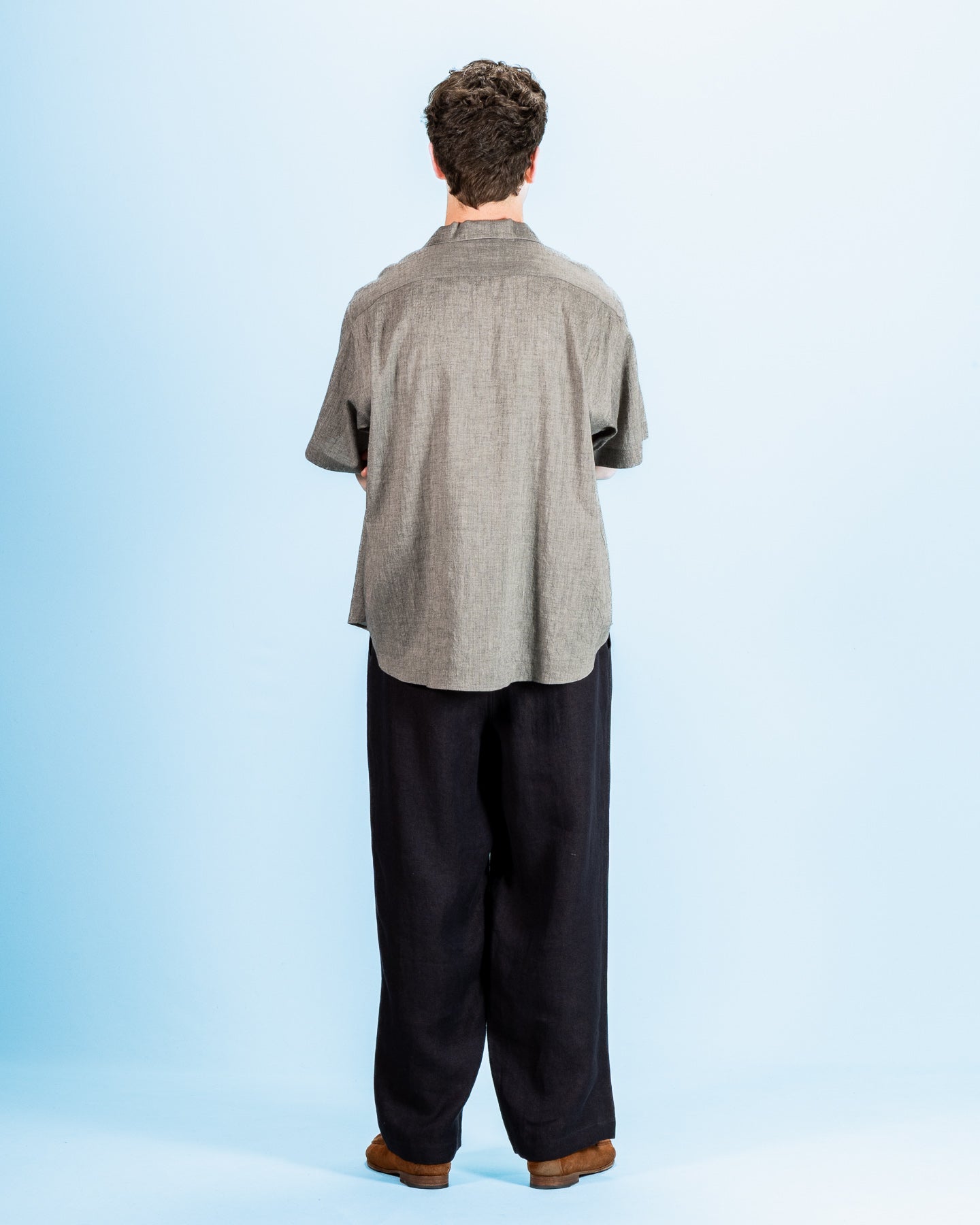 Gorsch Capri Short Sleeve Open Pullover Shirt - Dark Grey Yak Mix - Standard & Strange