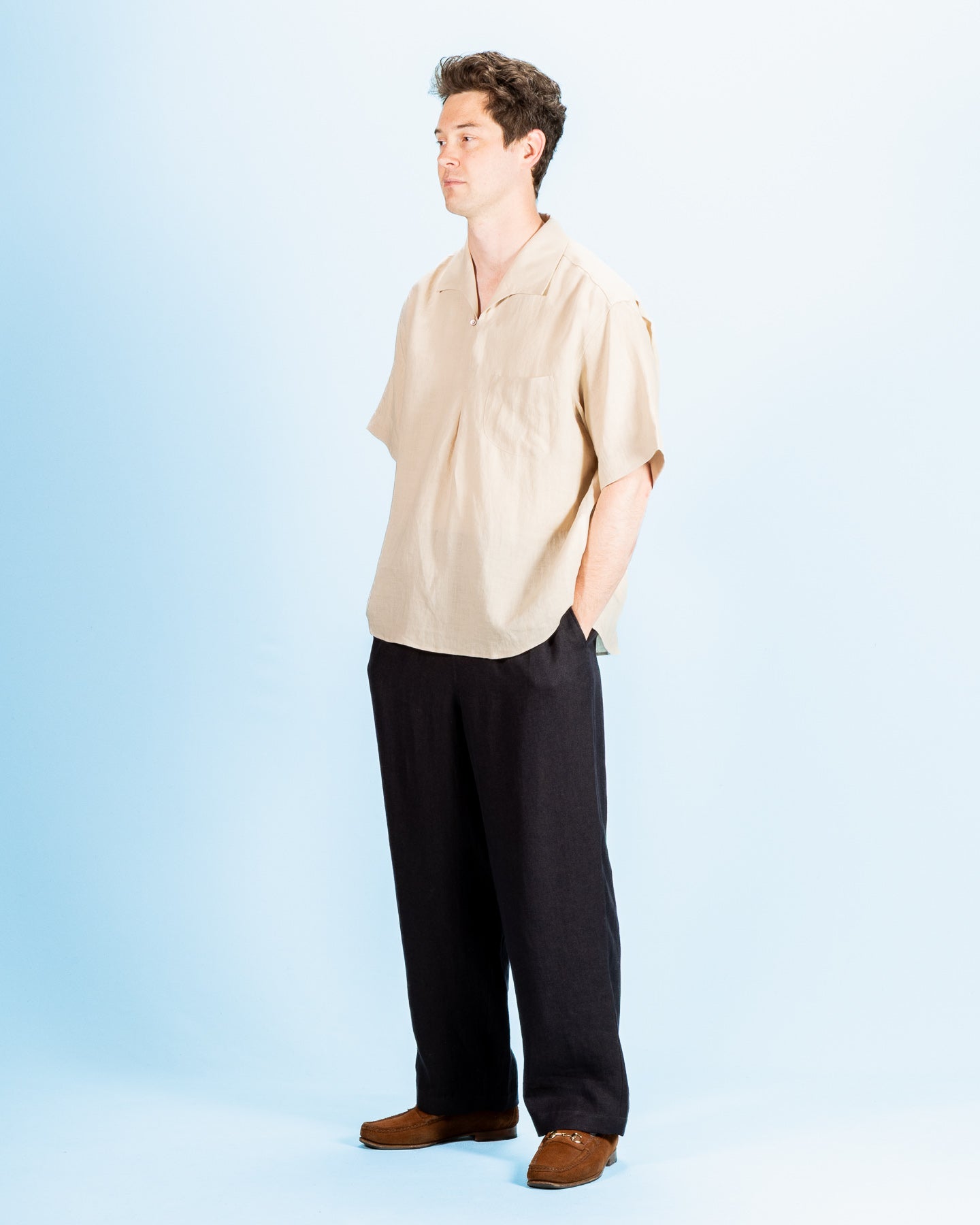 Gorsch Capri Short Sleeve Pullover Shirt - Beige Linen - Standard & Strange