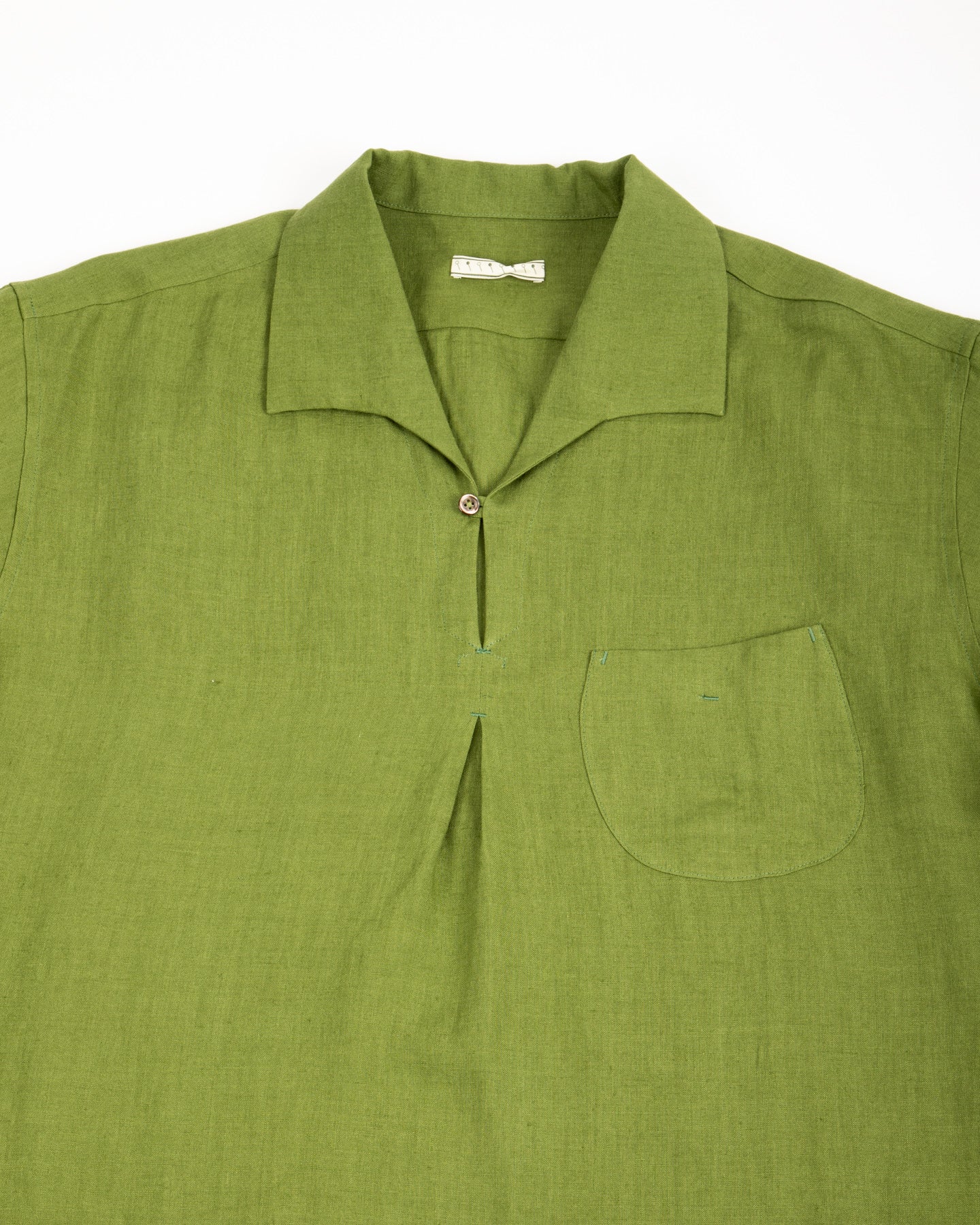 Gorsch Capri Short Sleeve Pullover Shirt - Olive Green Linen - Standard & Strange