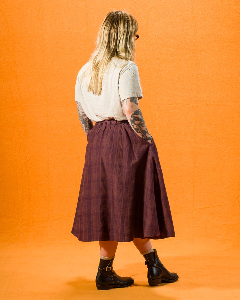 Gorsch Cotton Linen Check Skirt - Brown - Standard & Strange
