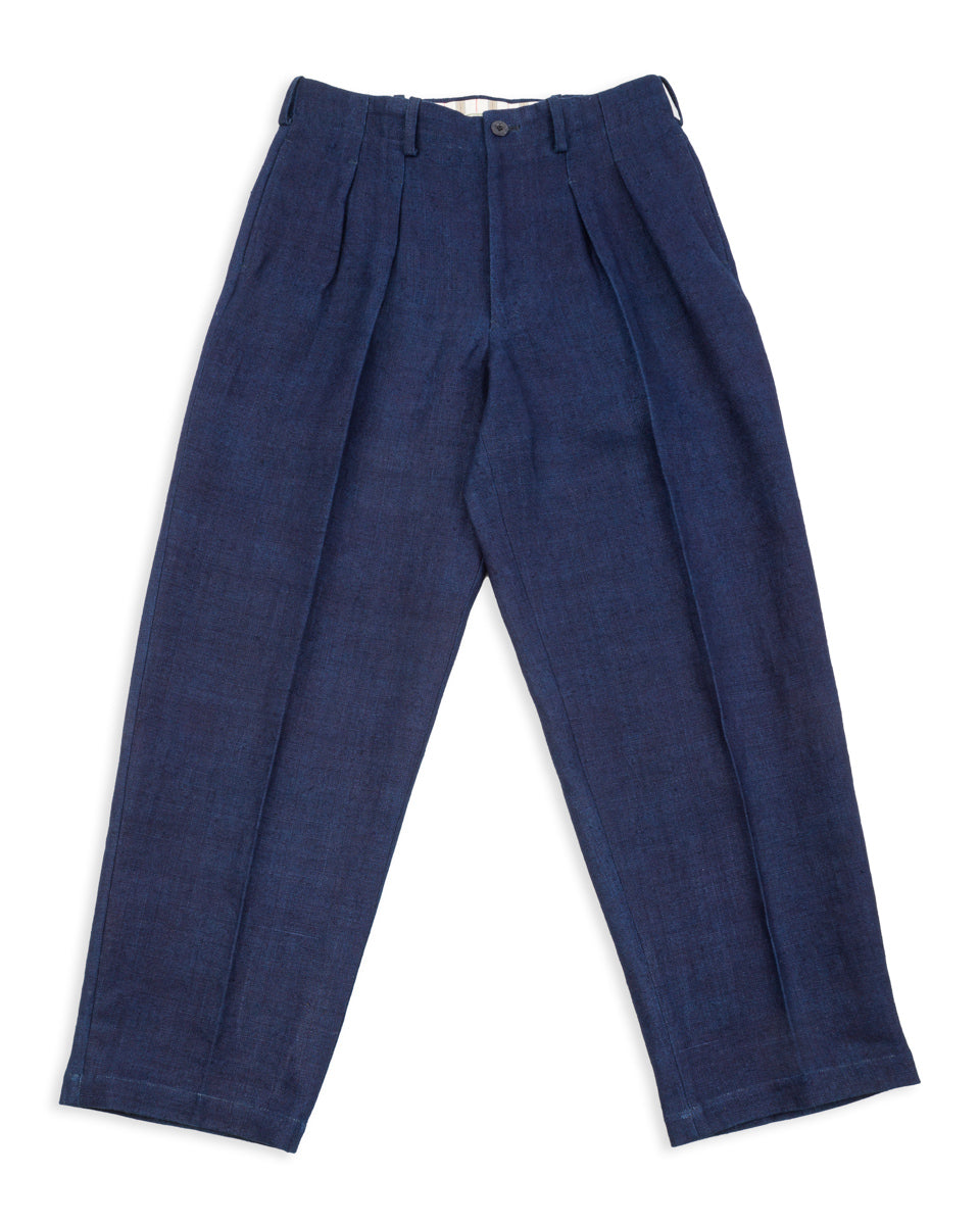 Gorsch Thick Linen 2 Tuck Trousers - Ryukyu Indigo - Standard & Strange