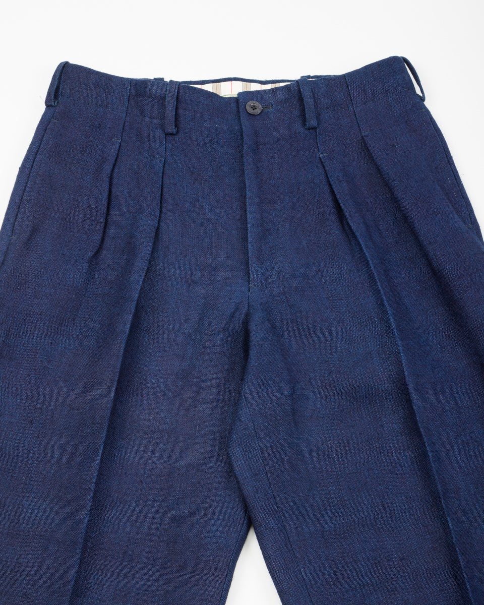 Gorsch Thick Linen 2 Tuck Trousers - Ryukyu Indigo - Standard & Strange