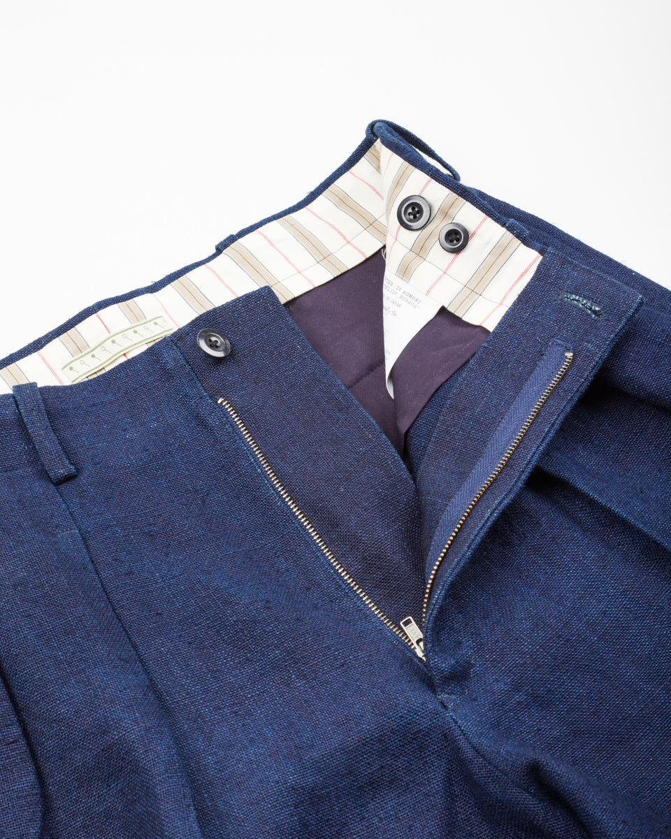 Gorsch Thick Linen 2 Tuck Trousers - Ryukyu Indigo - Standard & Strange