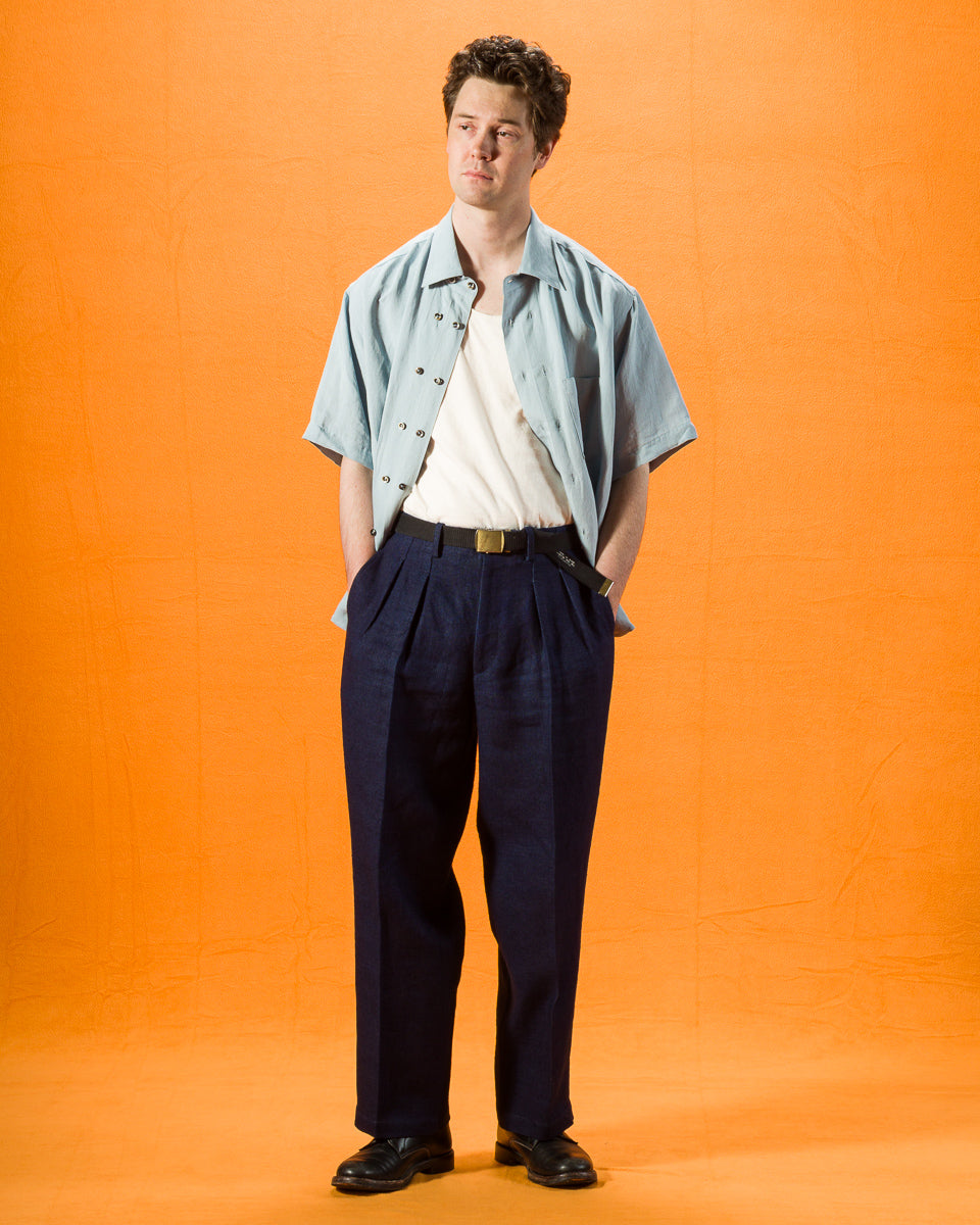 Gorsch Thick Linen 2 Tuck Trousers - Ryukyu Indigo - Standard & Strange