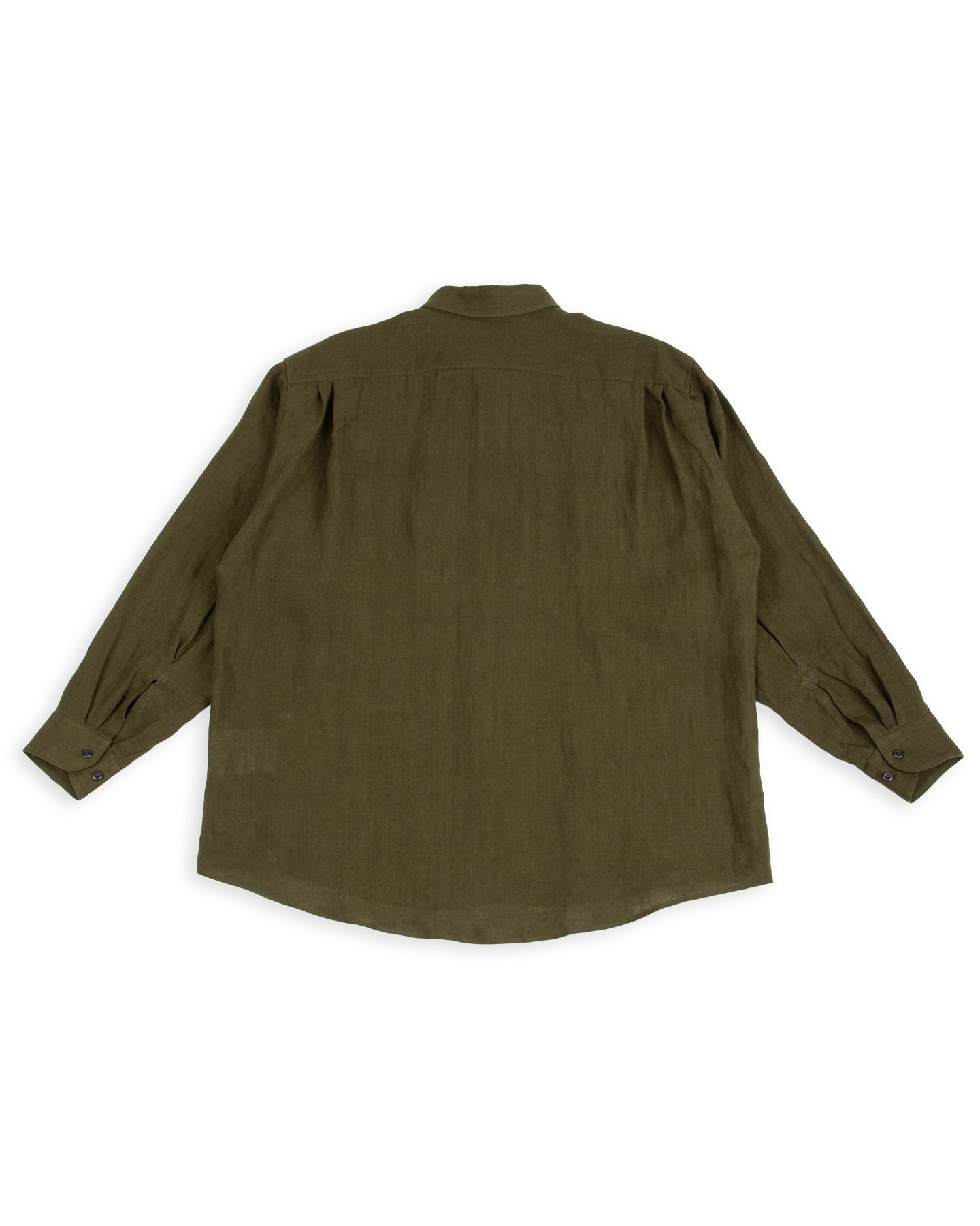 Gorsch Wide Silhouette Collar Shirt - Khaki Green French Linen - Standard & Strange