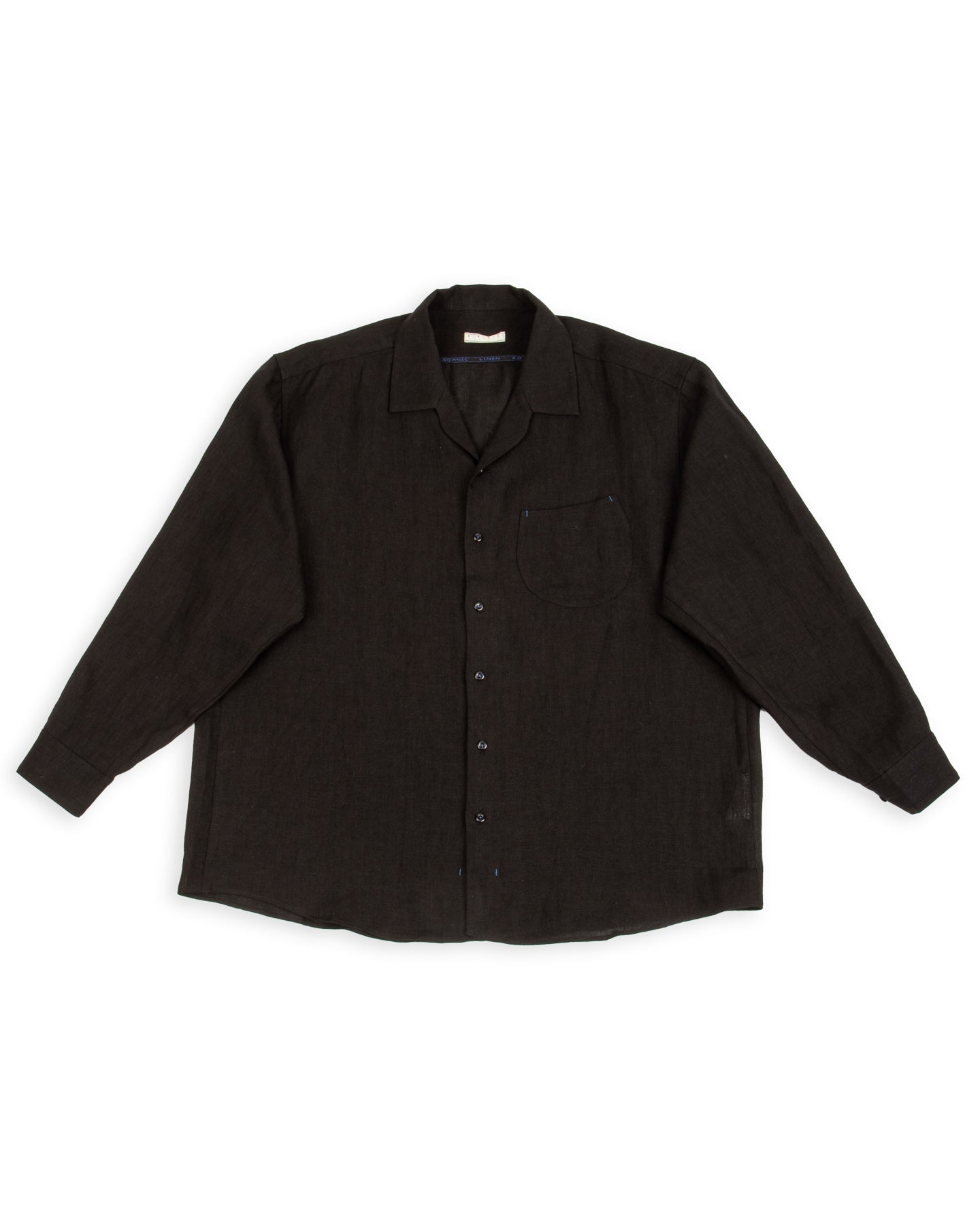 Gorsch Wide Silhouette Open Collar Shirt - Black French Linen - Standard & Strange