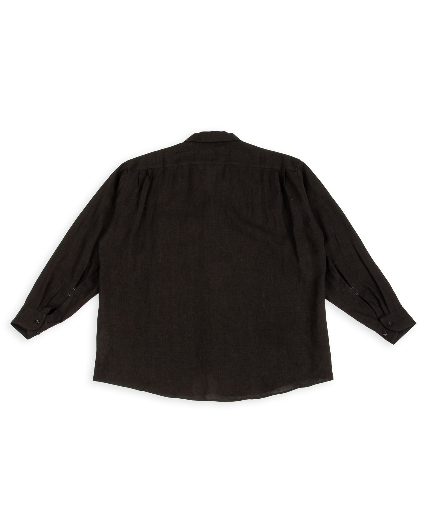 Gorsch Wide Silhouette Open Collar Shirt - Black French Linen - Standard & Strange
