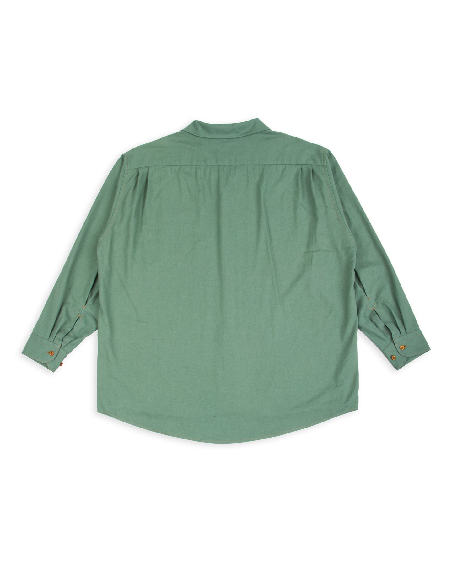 Gorsch Wide Silhouette Open Collar Shirt - Green Cotton Wool - Standard & Strange