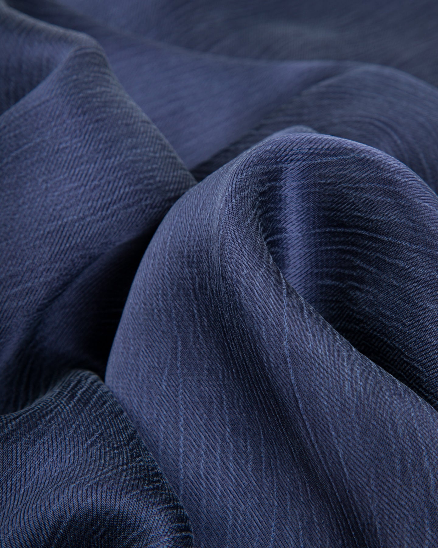 Gorsch Wide Silhouette Open Collar Shirt - Navy Satin Crinkle Cupra - Standard & Strange