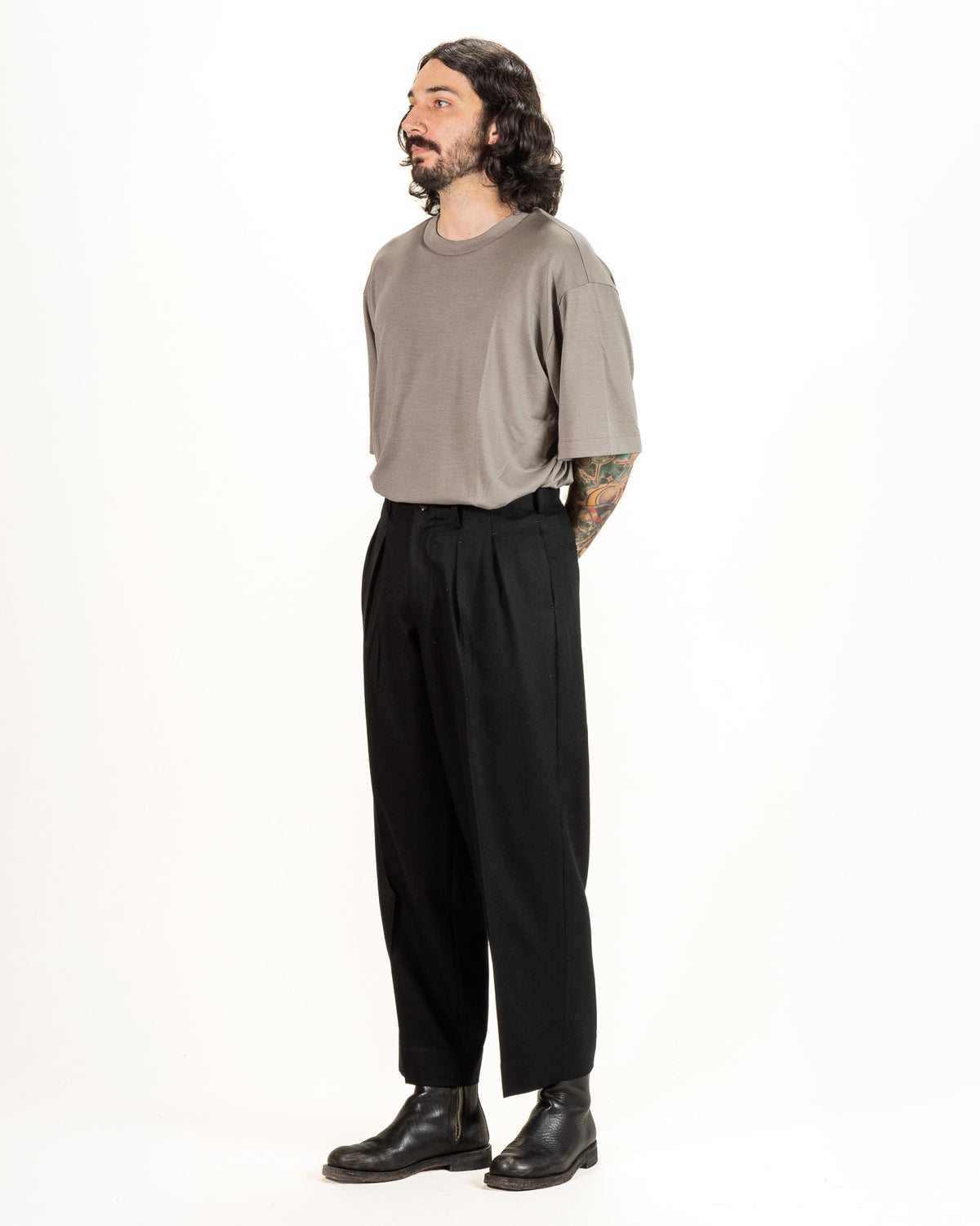 Gorsch Wool Two Tuck Trousers - Black Flannel - Standard & Strange