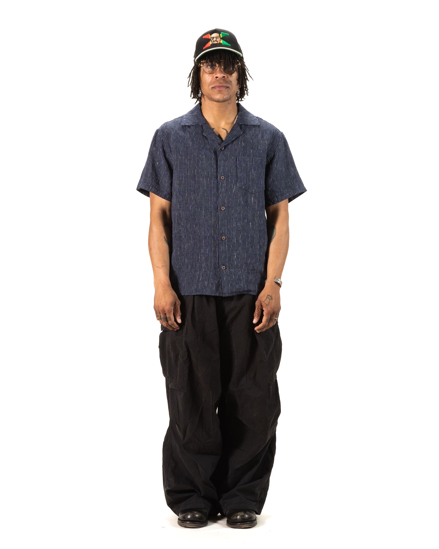 Fröjel Short Sleeve Linen Shirt - Blue w/ Dots