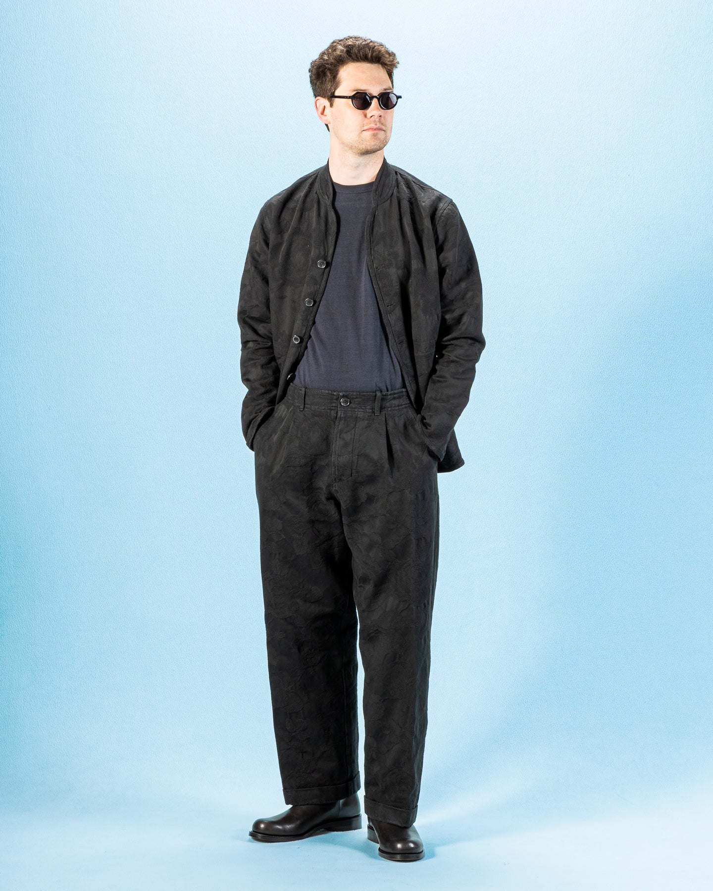 Hansen Bobby Wide Pleated Trousers - Black Flowers - Standard & Strange