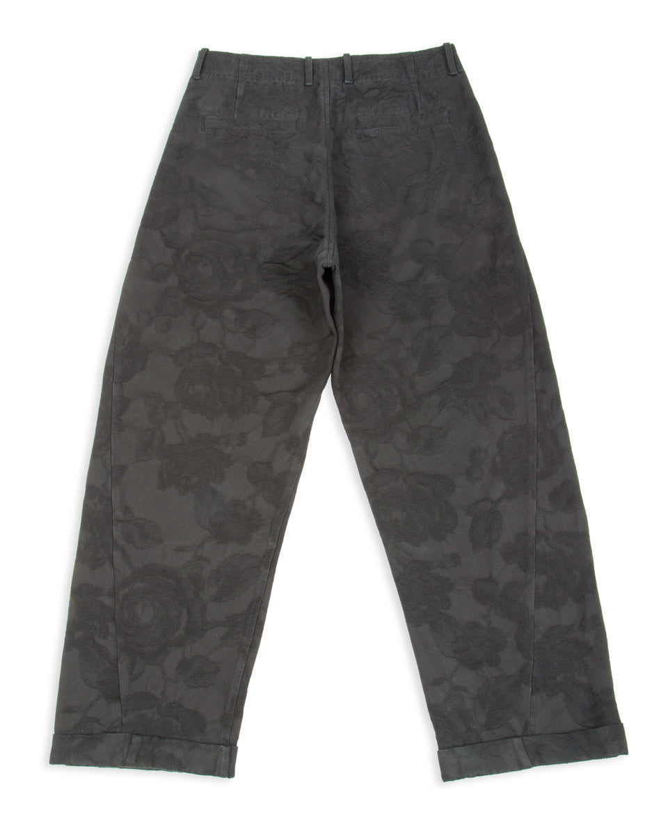 Hansen Bobby Wide Pleated Trousers - Black Flowers - Standard & Strange