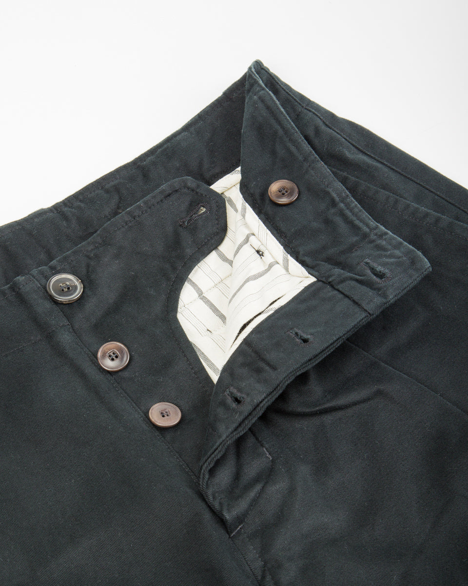 Hansen Bobby Wide Pleated Trousers - Black Gabardine - Standard & Strange