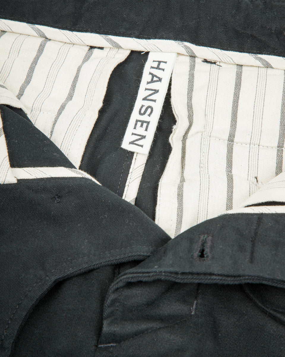 Hansen Bobby Wide Pleated Trousers - Black Gabardine - Standard & Strange