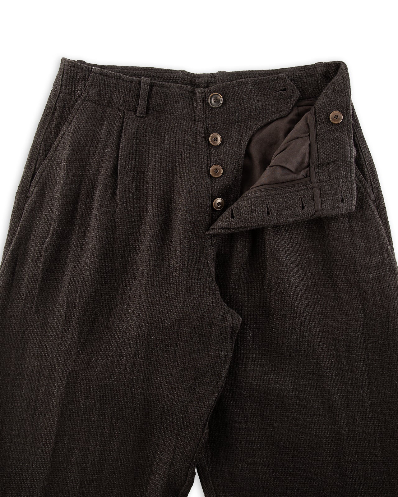 Hansen Bobby Wide Pleated Trousers - Black Gauze - Standard & Strange