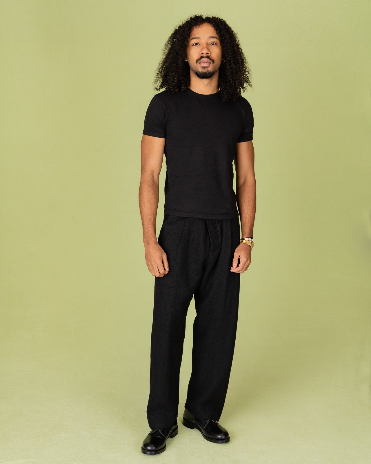 Hansen Bobby Wide Pleated Trousers - Black Gauze - Standard & Strange