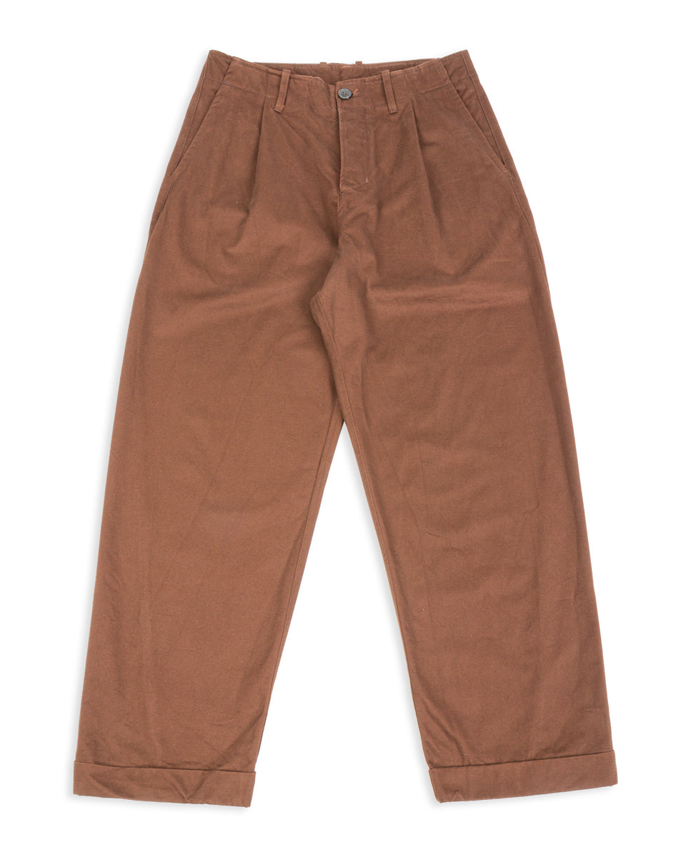 Hansen Bobby Wide Pleated Trousers - Chestnut Gabardine - Standard & Strange