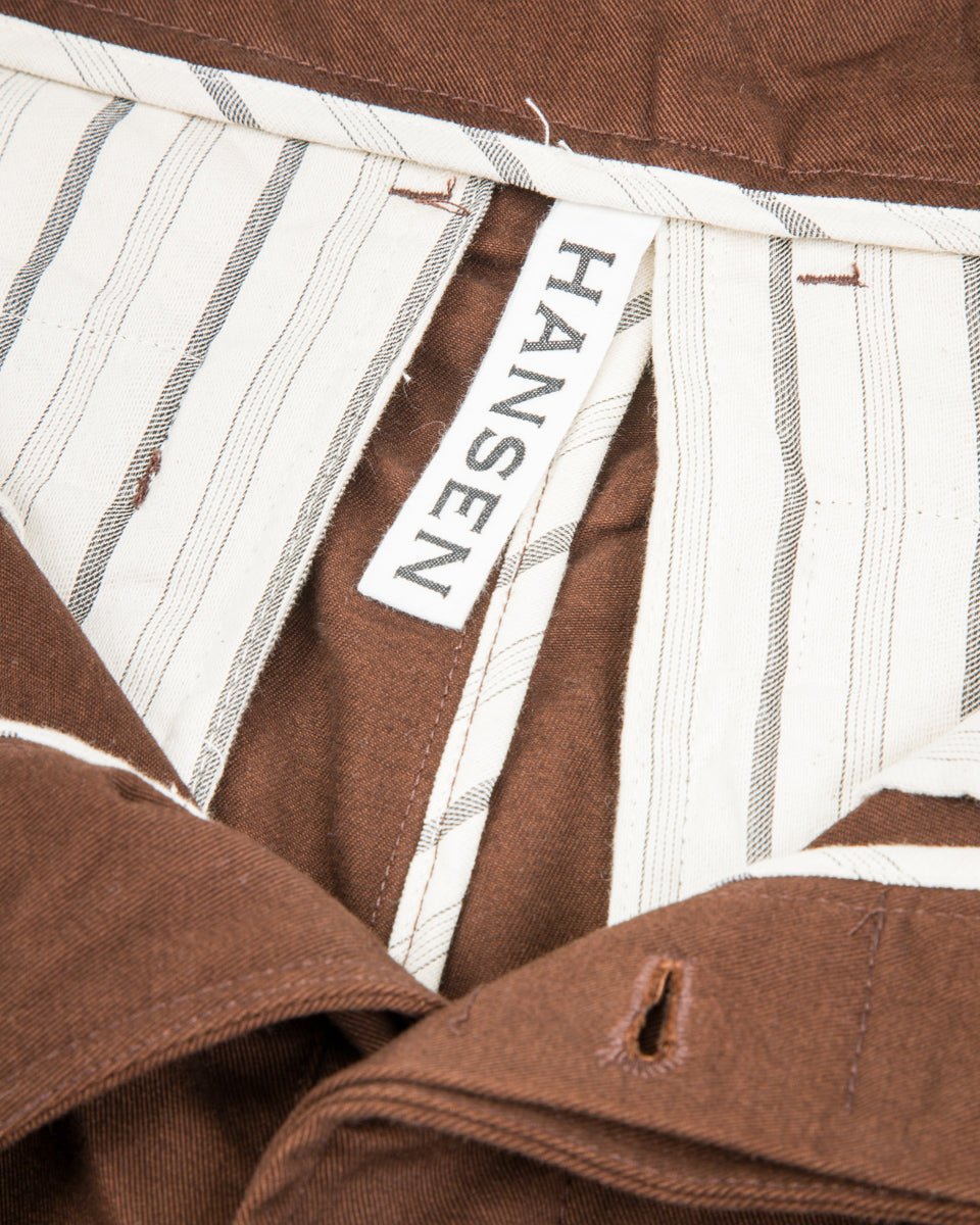 Hansen Bobby Wide Pleated Trousers - Chestnut Gabardine - Standard & Strange