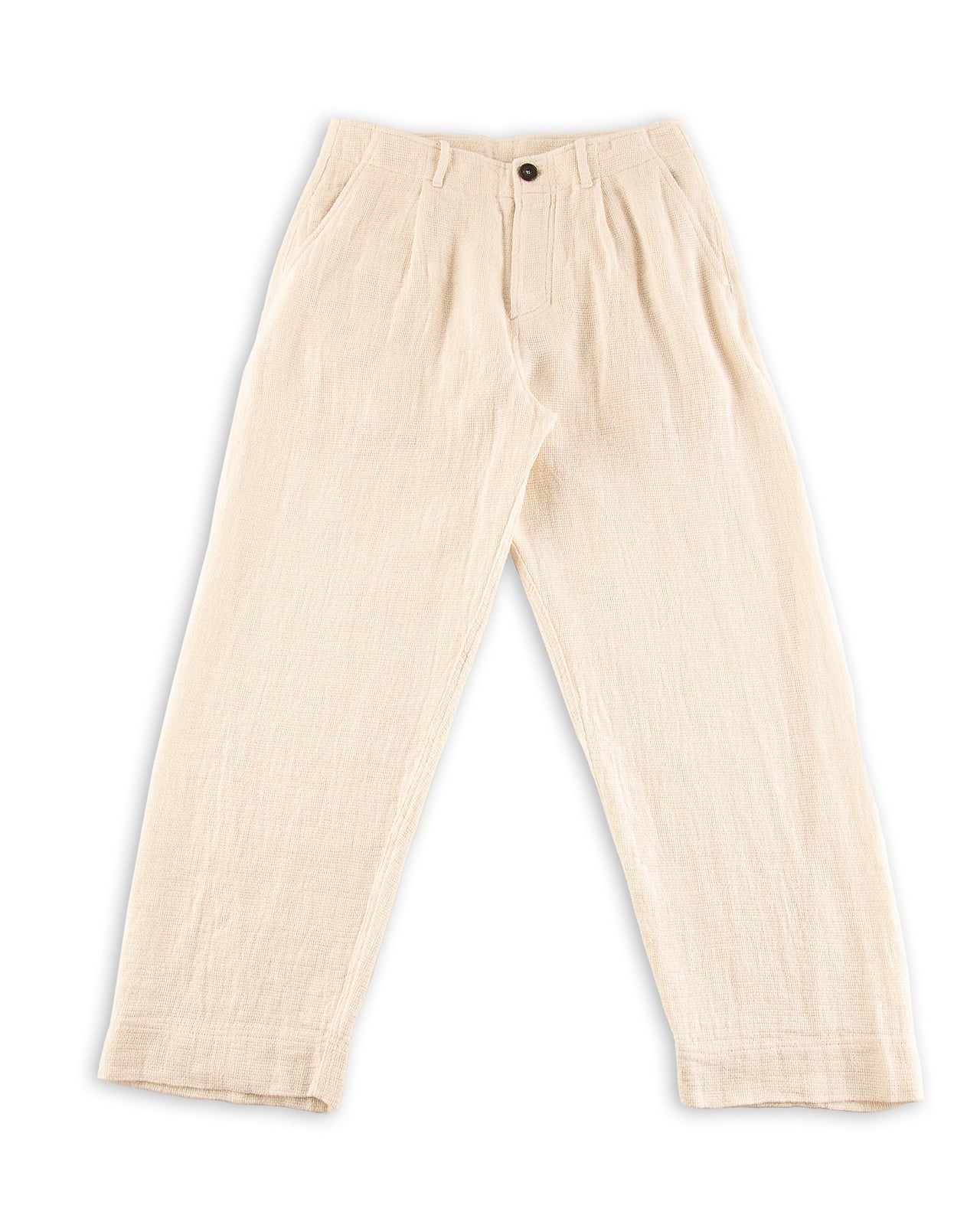 Hansen Bobby Wide Pleated Trousers - Off White Gauze - Standard & Strange
