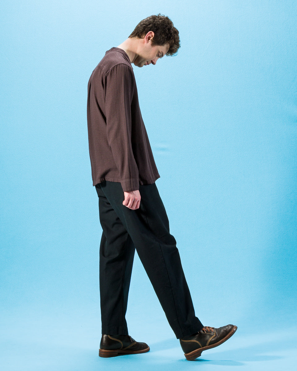 Hansen Trygve Wide Cut Cropped Trouser - Black Canvas - Standard & Strange