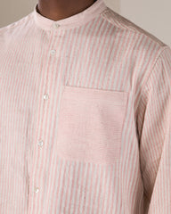 Indi + Ash Band L/S Shirt - Sappanwood Pink Kala Cotton - Standard & Strange