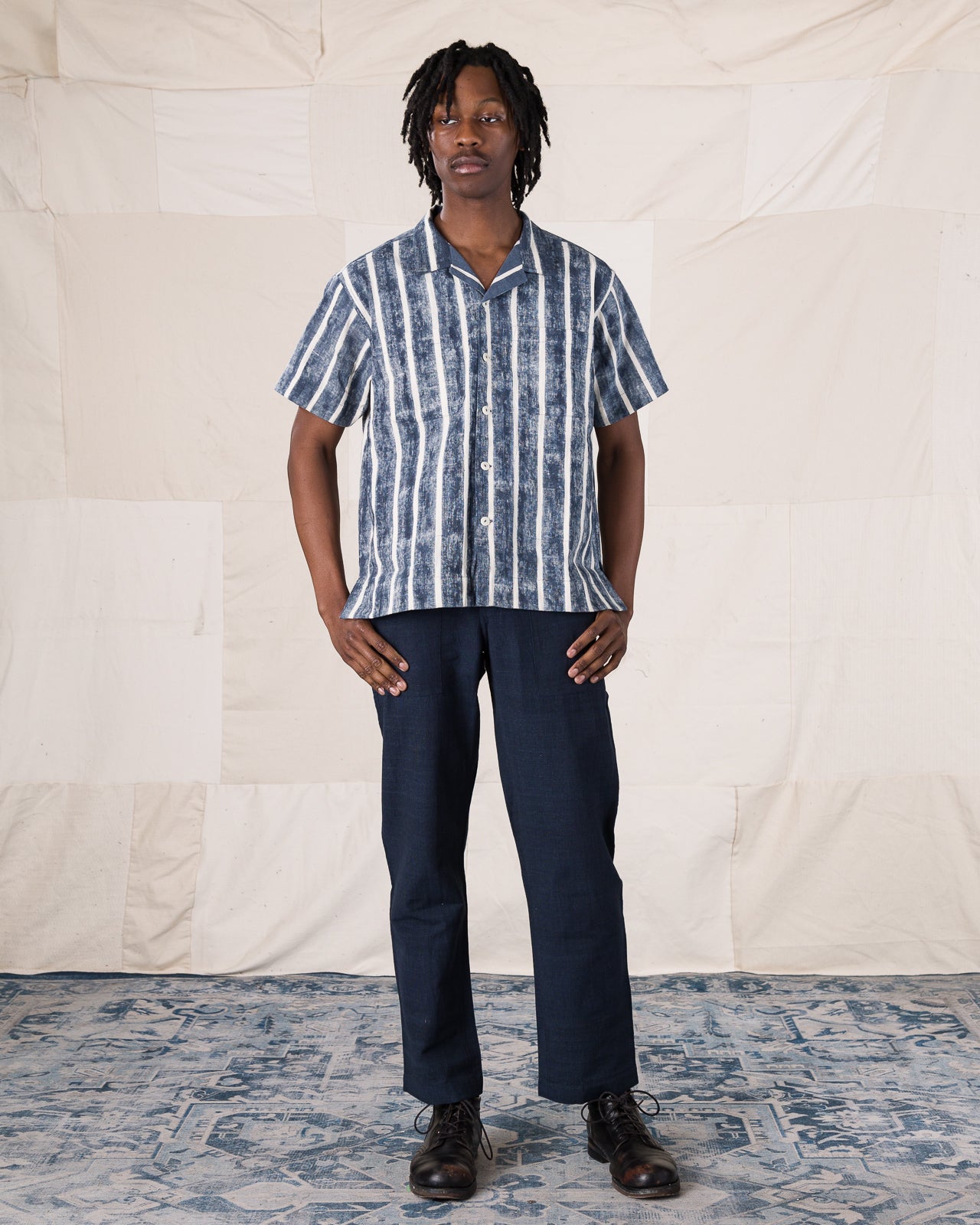 Indi + Ash Lake Camp Shirt Jac - Reversible Indigo Bold Stripe - Standard & Strange