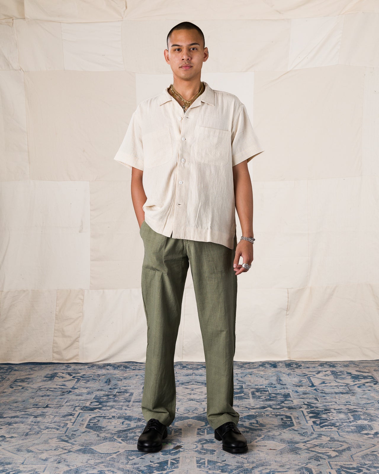 Indi + Ash Obelisk Pant - OD Green Handwoven Canvas - Standard & Strange