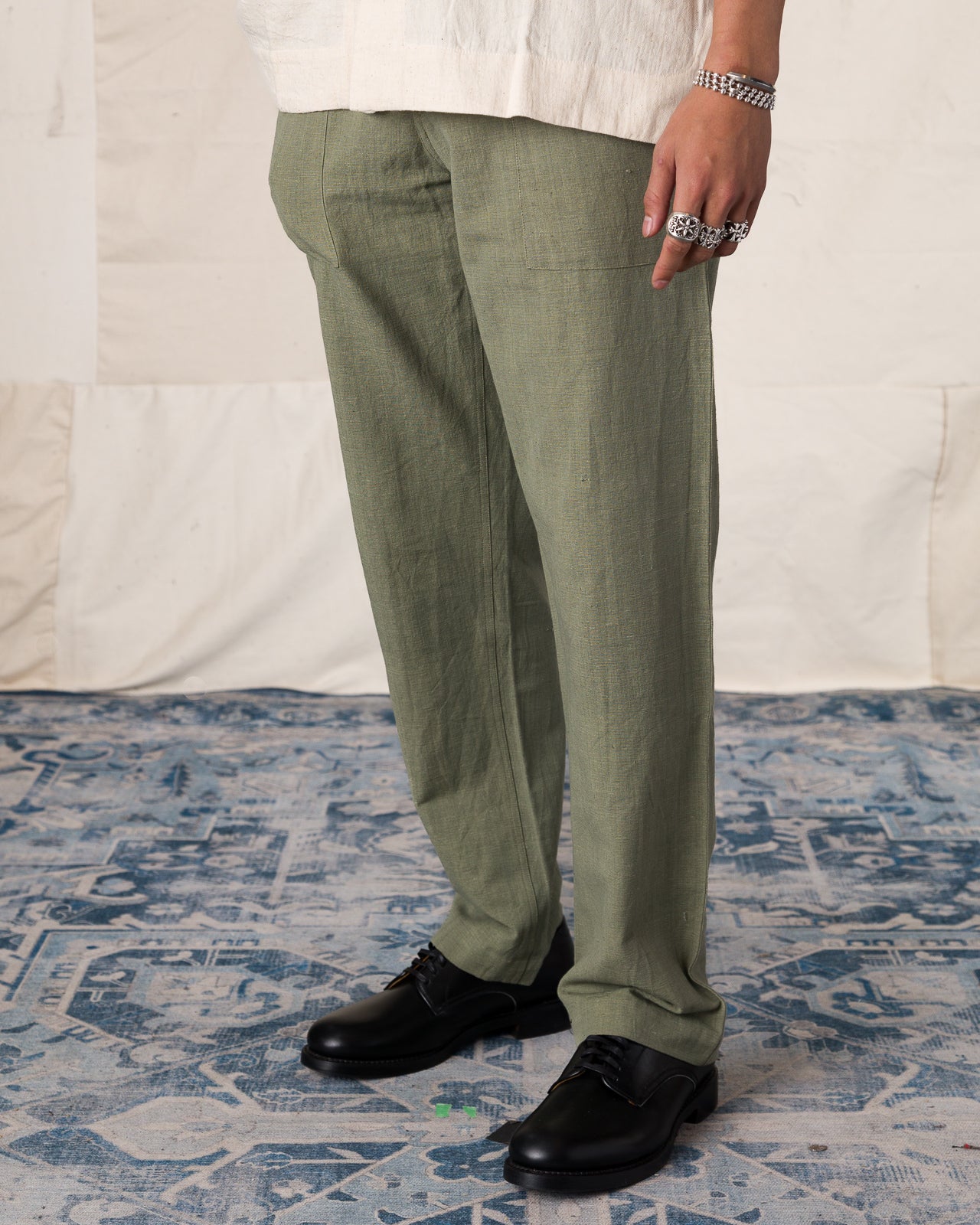 Indi + Ash Obelisk Pant - OD Green Handwoven Canvas - Standard & Strange