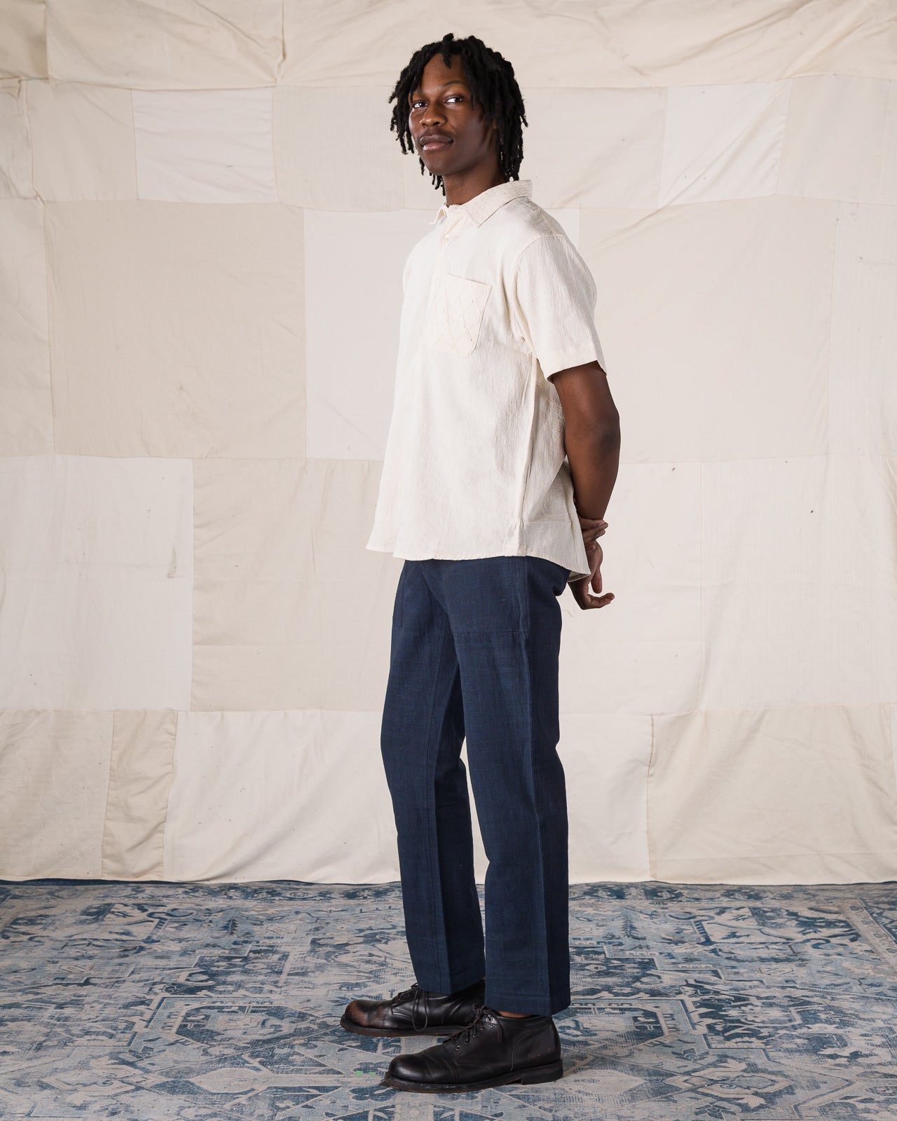 Indi + Ash SS Cedar Shirt - Handwoven Kala Cotton Natural - Standard & Strange