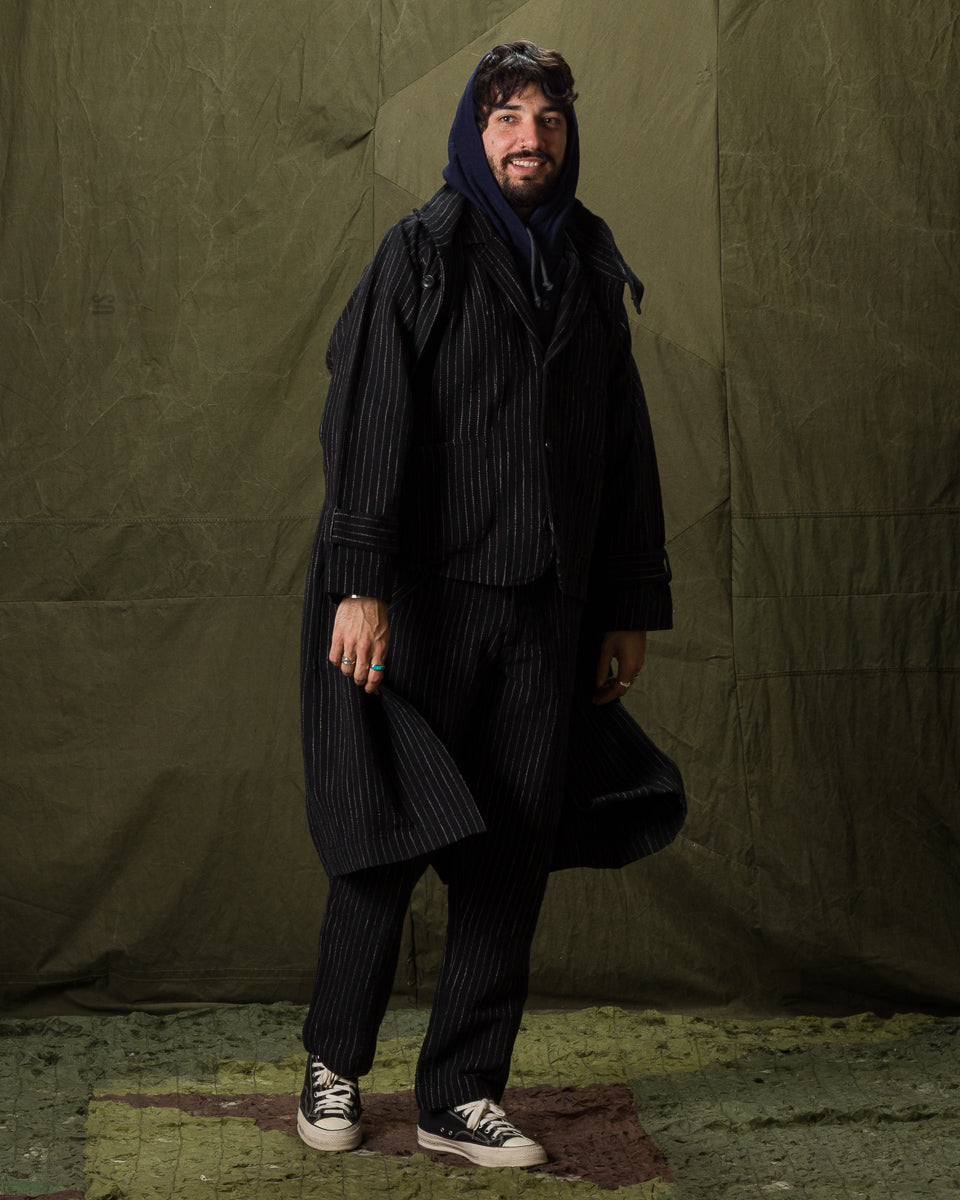 Indi + Ash Johnny Coat - Handwoven Iron/Acacia Canvas Ticking Stripe - Standard & Strange