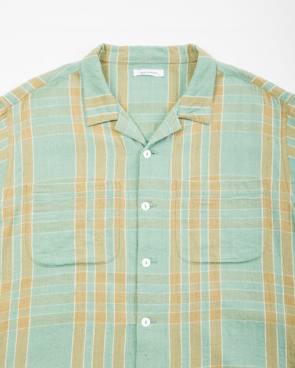 Indi + Ash Lake Camp Shirt - Handwoven Kala Cotton Sea Foam Plaid - Standard & Strange