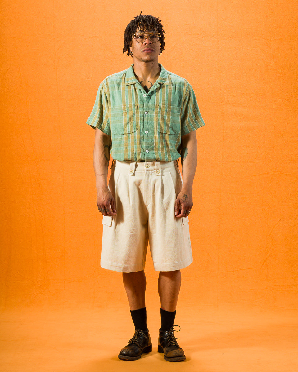 Indi + Ash Lake Camp Shirt - Handwoven Kala Cotton Sea Foam Plaid - Standard & Strange