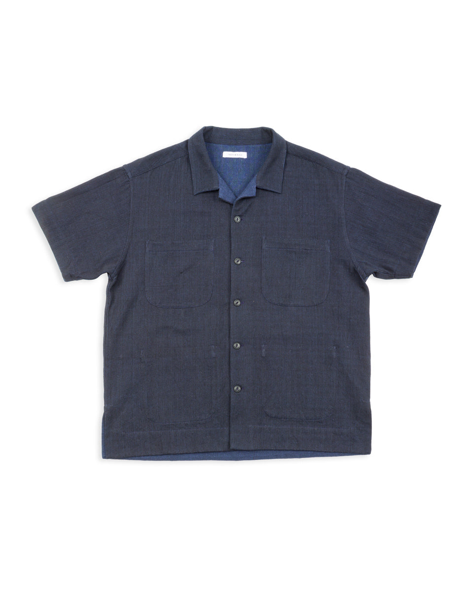 Lake Camp Shirt Jac - Reversible Handwoven HBT Iron/Indigo