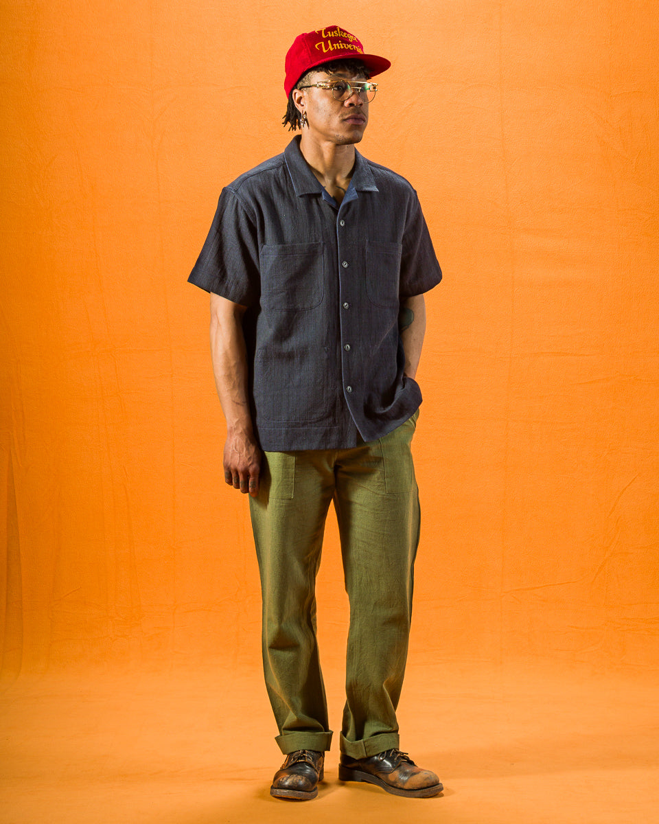 Indi + Ash Lake Camp Shirt Jac - Reversible Handwoven HBT Iron/Indigo - Standard & Strange