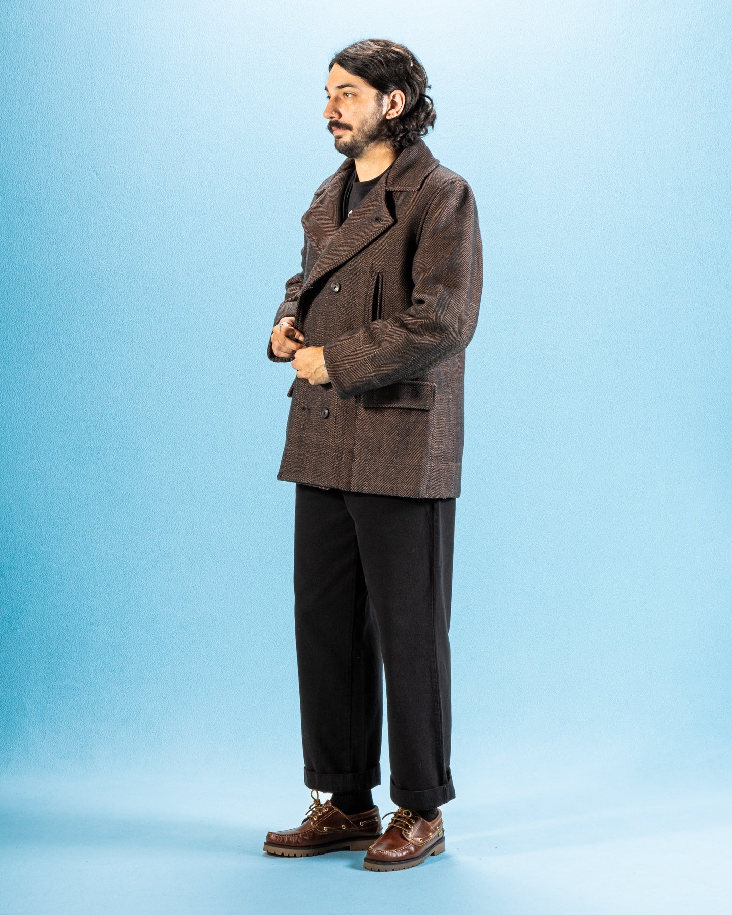 Indi + Ash Loft Peacoat - Handwoven Iron/Cutch Brick HB - Standard & Strange